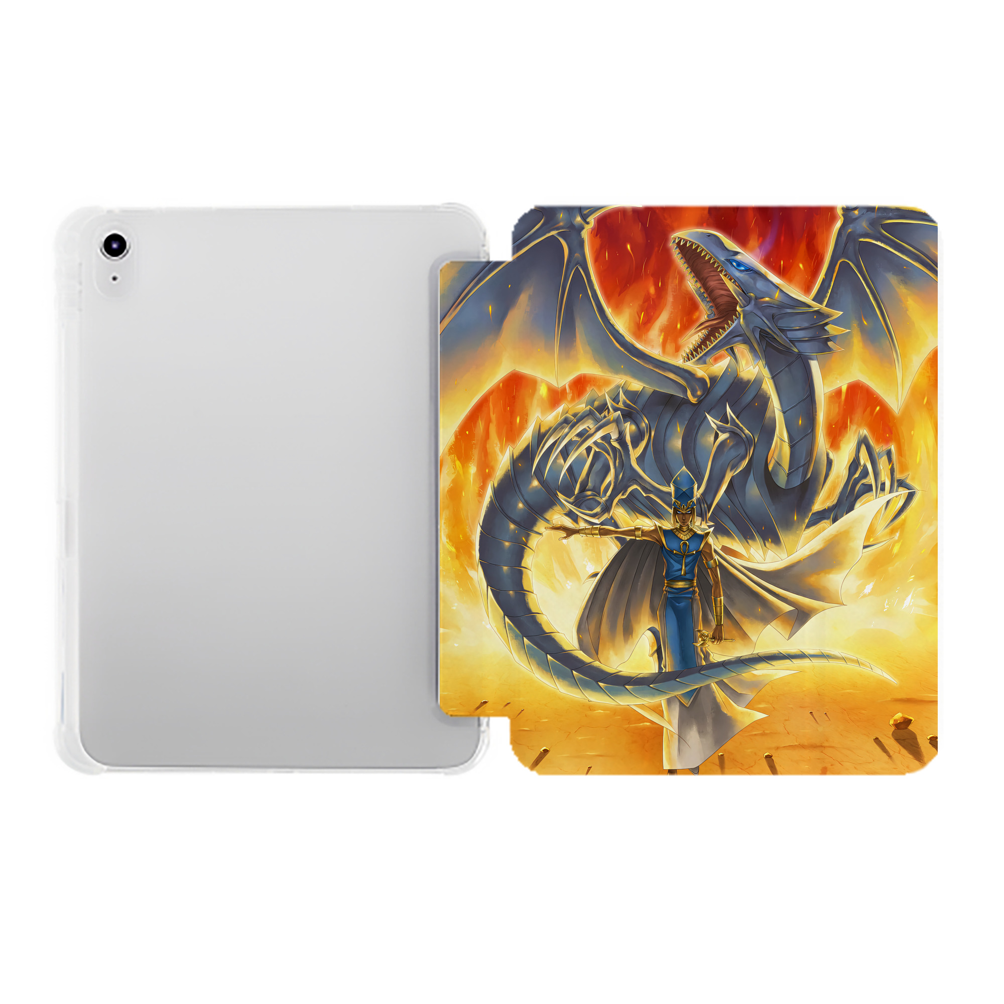 （画像用） 遊☆戯☆王 Yu-Gi-Oh! IPad ケース ペン収納付き 三つ折りスタンド PUレザー×シリコン 対応機種9.5/10.5/10.9インチ
